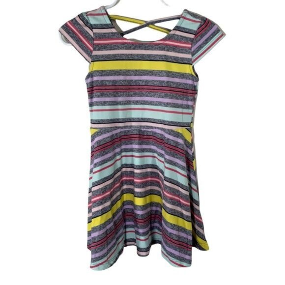 Epic Threads Dress Baby Girls 3T Kids Gray Purple Fit and Flare Striped Casual - Picture 1 of 9